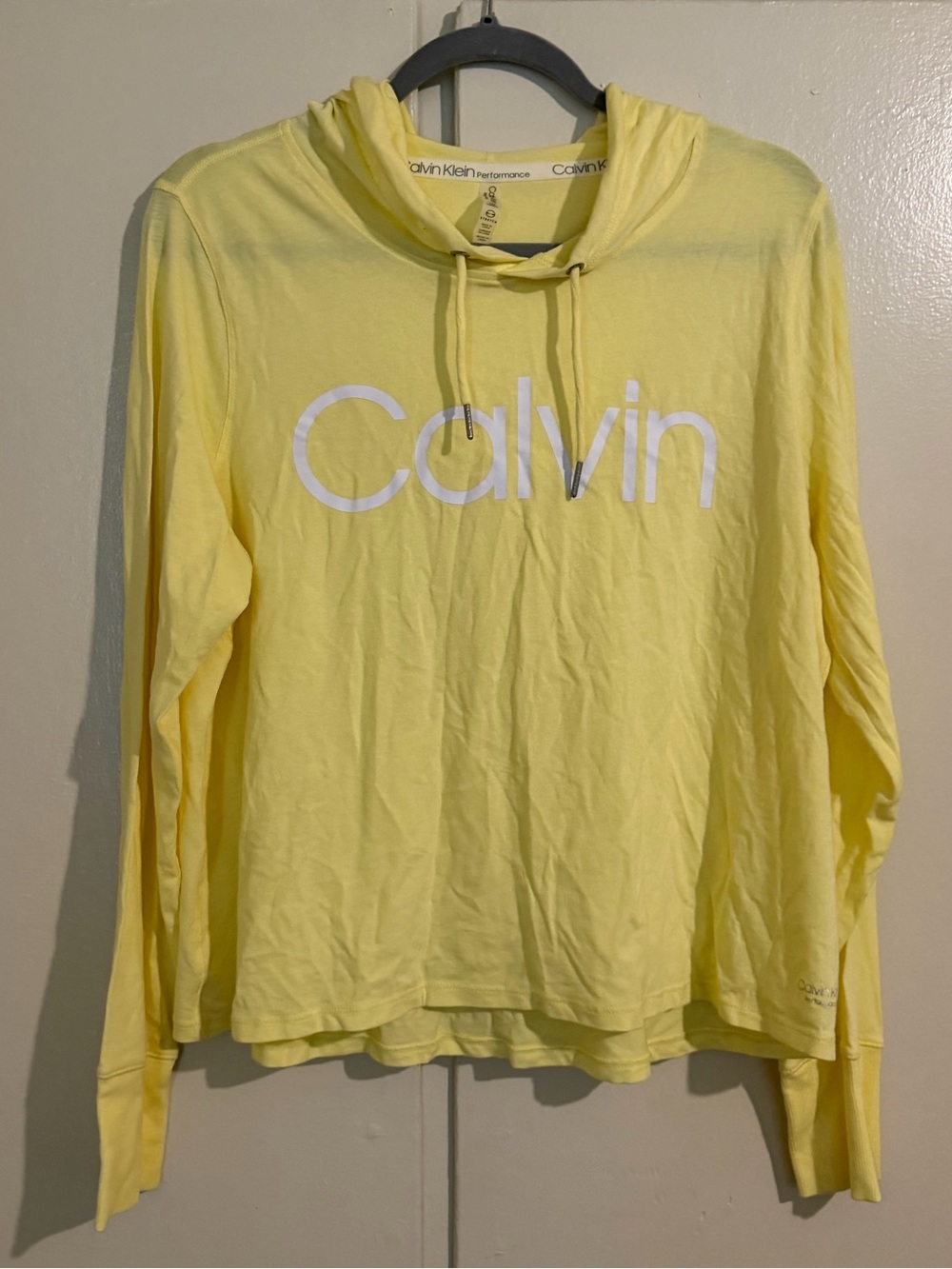 NWOT Calvin Klein Performance Yellow Large Hoodie